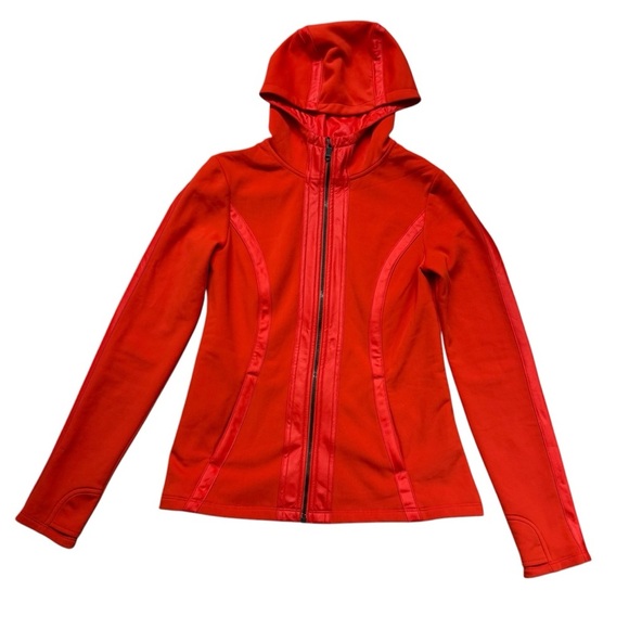 Athleta Orange Red Verbier Jacket Hooded Full Zip Sporty Athletic Soft Shell S - Picture 2 of 6
